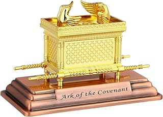 Golden Ark of The Covenant Religious Statue - Zinc Alloy Judaic Historic Model for Home, Church, Office Decor, 4.37 X 3.03 X 2.24 Inches