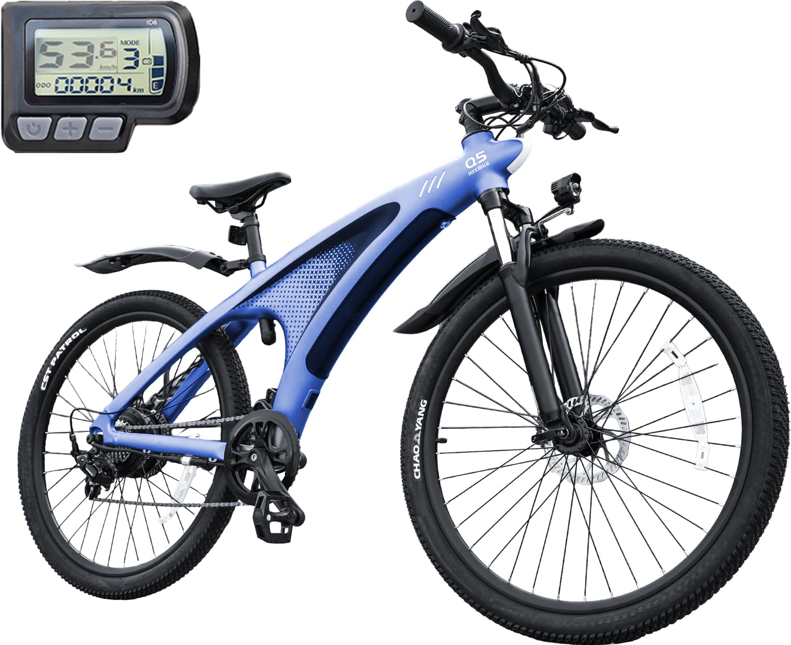 HX Q5 Shark Bici Elettrica Uomo da Montagna,27.5" E-Bike per Città, 85 Nm, Batteria 20Ah (Autonomia 50-100 km), Ammortizzatore Anteriore Regolabile, Freno a Disco Idraulico