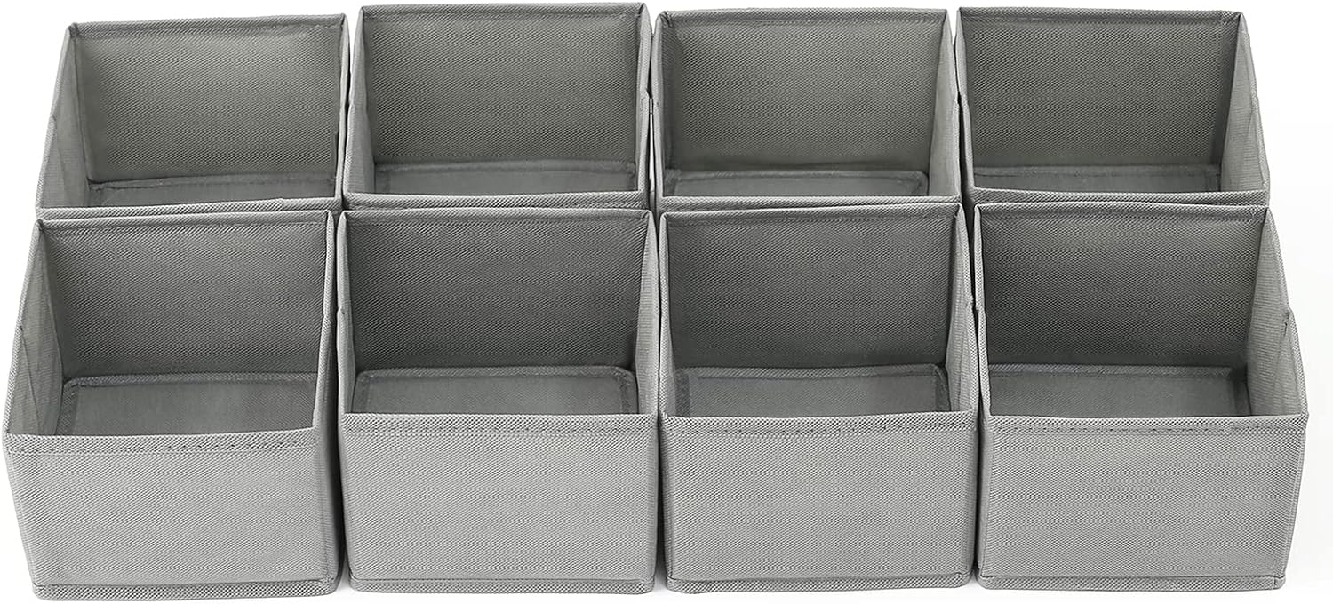 Qozary 8 Pack Baby Clothes Organizer, Baby Organizer for Nursery, Drawer Organizers for Clothing, Foldable Cloth Storage Box for Clothes, Underwear, Socks, Ties