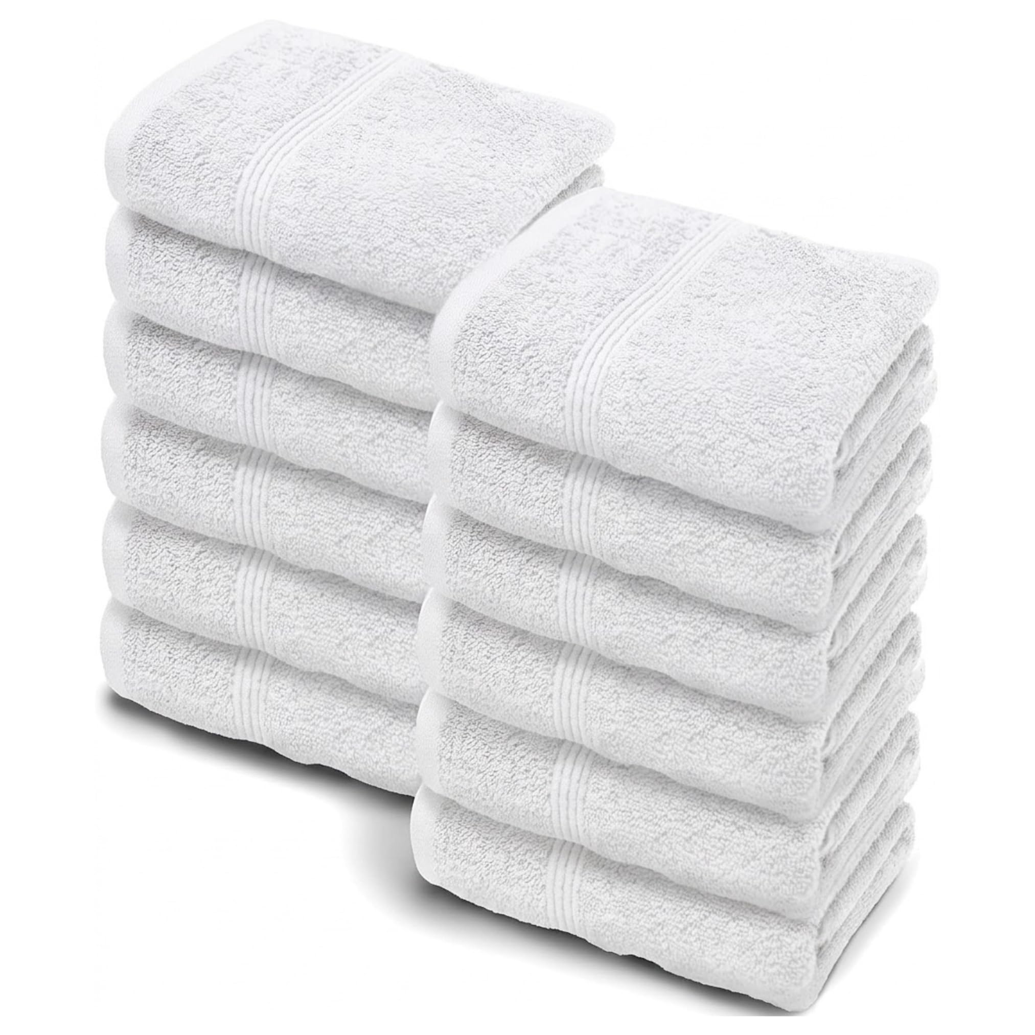 Makooz Premium Face Flannels Pack of 12-500GSM 100% Egyptian Cotton Towel Set - Quick Dry Absorbent Wash Cloth - Easy Drying Kitchen and Bath Flannel for Home Spa & Professional Use - 30x30CM White