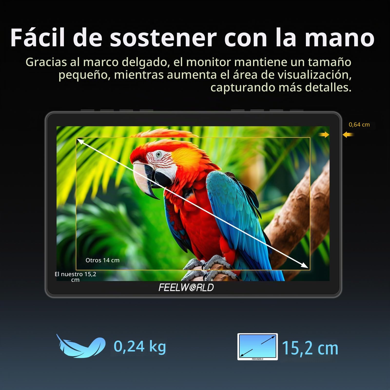 FEELWORLD F5 Pro V4 - Monitor de Campo de cámara DSLR de 6 Pulgadas + batería + Funda de Transporte + Cables Micro HDMI - Monitor de Video de Pantalla táctil con LUT 3D 1080P 4K HDMI con Placa de