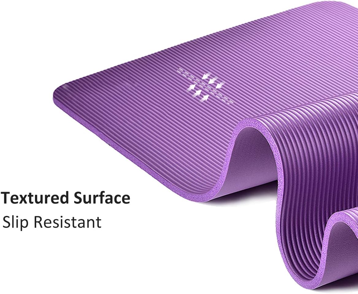 PROMIC Exercise Yoga Mat All-Purpose 1/2 inches Extra Thick 72 inches Long High Density Anti-Tear Non-Slip Exercise Pilates Mat with Carrying Strap for Fitness, Workout Equipment