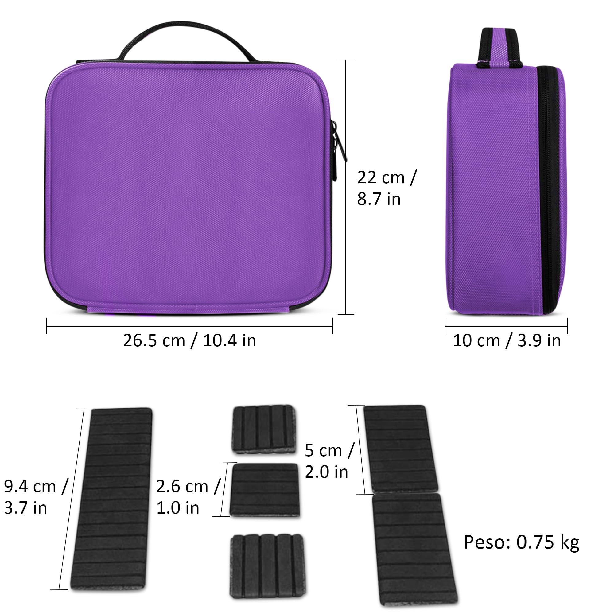 Portátil Bolsa de Maquillaje Mujer Organizador Bolso Cosmético Neceser Maquillaje Viaje Almacenamiento de Maquillaje Grande Estuches de Maquillaje Profesional Morado