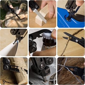 SWISS+TECH Multi-functional Pliers Outdoor Multi-Tool Multi-Plier 16-in-1 with Locking Function Cutter Saw Screwdriver Measuring Tape Bottle Opener File with Pouch Outdoor DIY Mountain Climbing