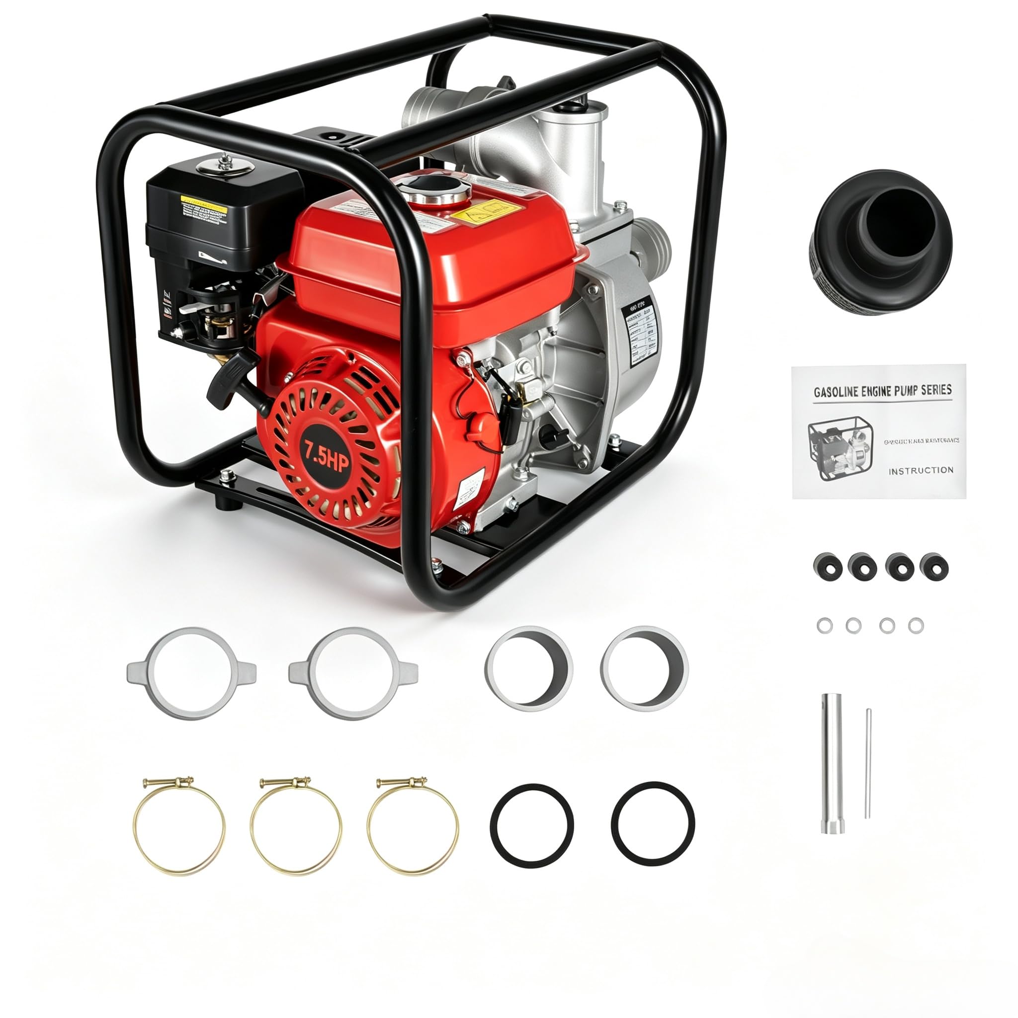 3" Gasolina Bomba De Agua 7.5hp Bomba Motor 60m³/H Bomba De Aguas Residuales Bomba De Riego Para El Riego Agrícola, La Purificación Del Agua, Tratamiento De Aguas Residuales Industriales