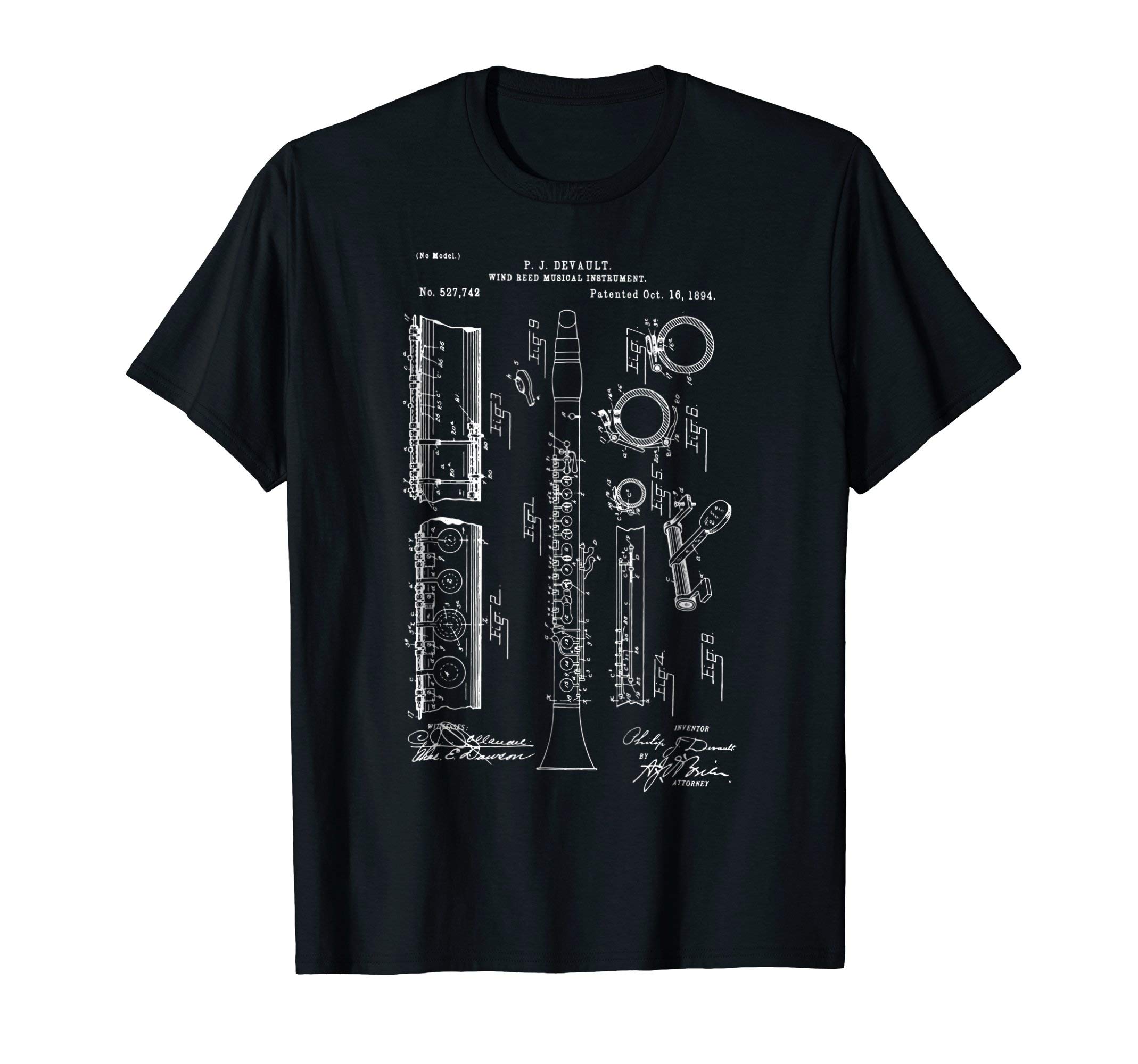 Patent ClarinetClarinet Musicians Marching Band Blueprint Patent Clarinet T-ShirtOEKO-TEX STANDARD 100