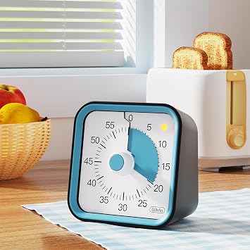 Visual Timer for Kids, Countdown Timer with Pause Function, Black | Timer for Kitchen Cooking, Classroom, Study, Toddler, ADHD, Cute Timer Clock, Alarm 3 Volume Levels, Light Indicator