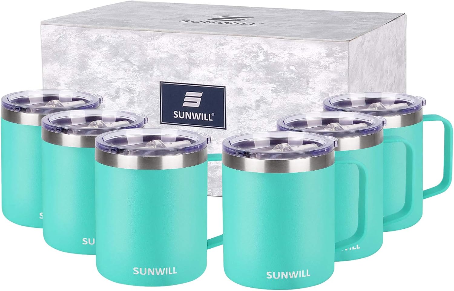Holiday Deals ๐ SUNWILL 14 oz Coffee Mug Set of 6, Vacuum Insulated Camping Mug with Lid, Double Wall Stainless Steel Travel Tumbler, Coffee Cup Outdoor, Powder Coated Teal Holiday Deals ๐ SUNWILL 14 oz Coffee Mug Set of 6, Vacuum Insulated Camping Mug with Lid, Double Wall Stainless Steel Travel Tumbler, Coffee Cup Outdoor, Powder Coated Teal
