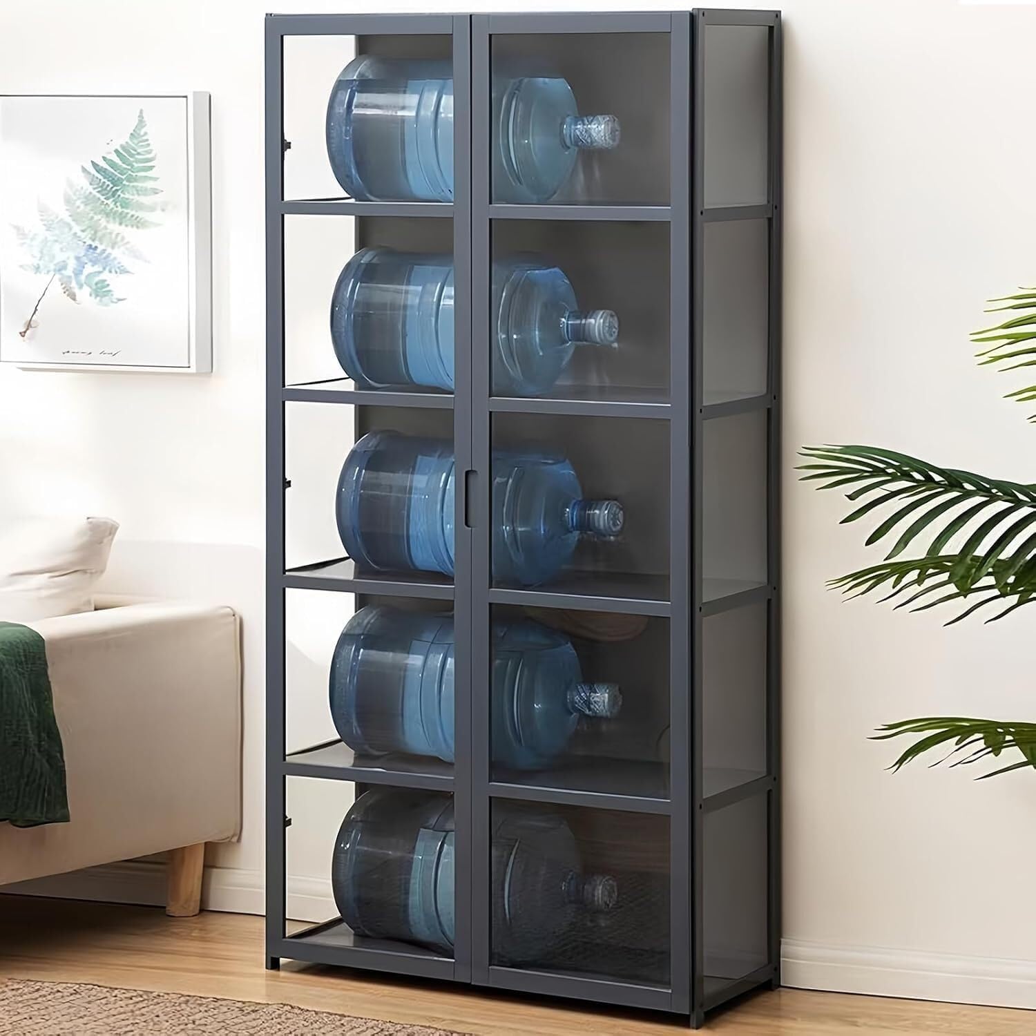 Vitrina acrílica Moderna de 5 Niveles, Desmontable y a Prueba Polvo, Ideal para maquetas Coches Zapatillas, la Pared Sala Juegos el rincón del Dormitorio(Double Tuir Gray)
