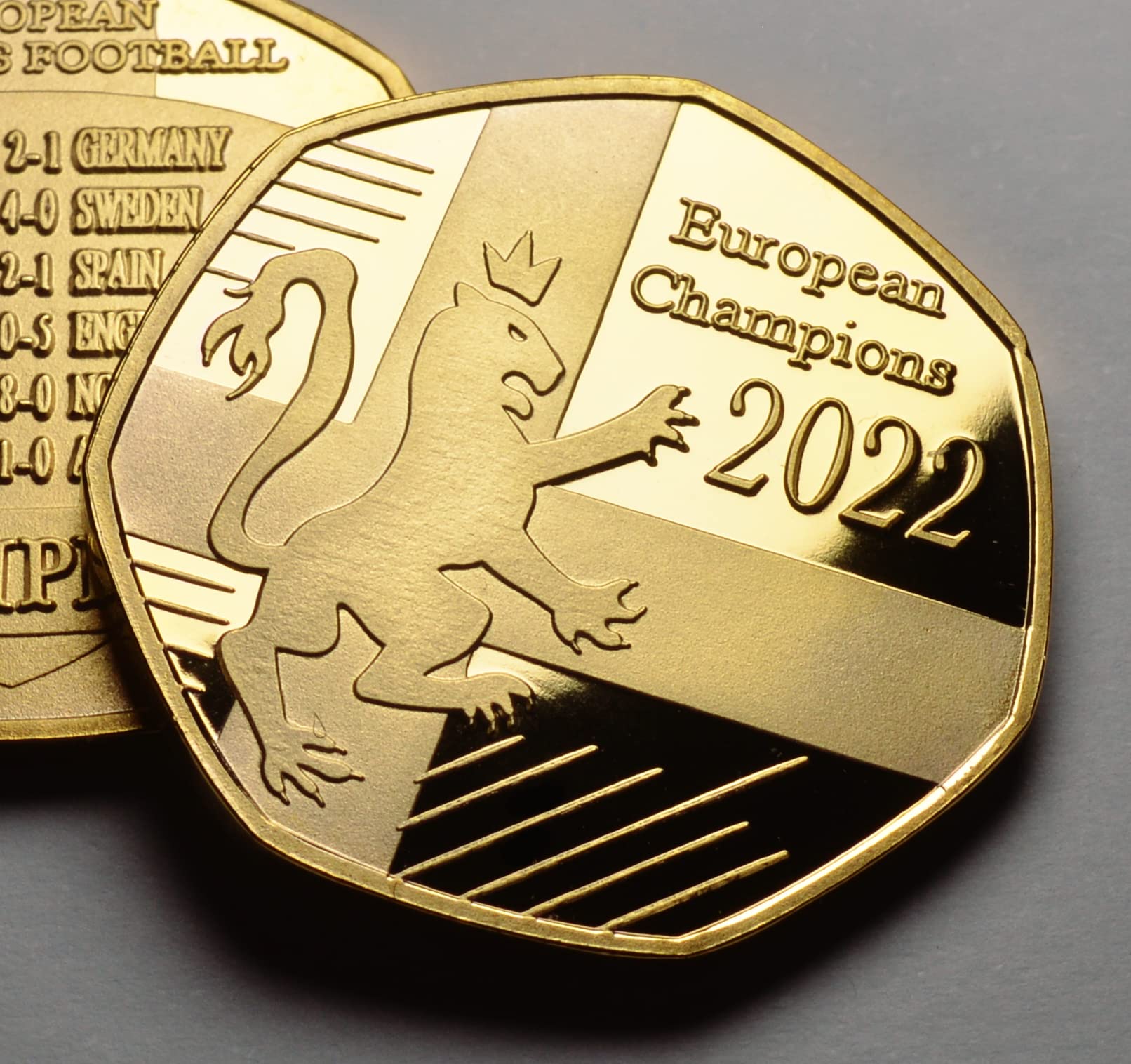The Commemorative Coin Company Women's European Football Championship 2022 Winners 24ct Gold Commemorative. England Champions