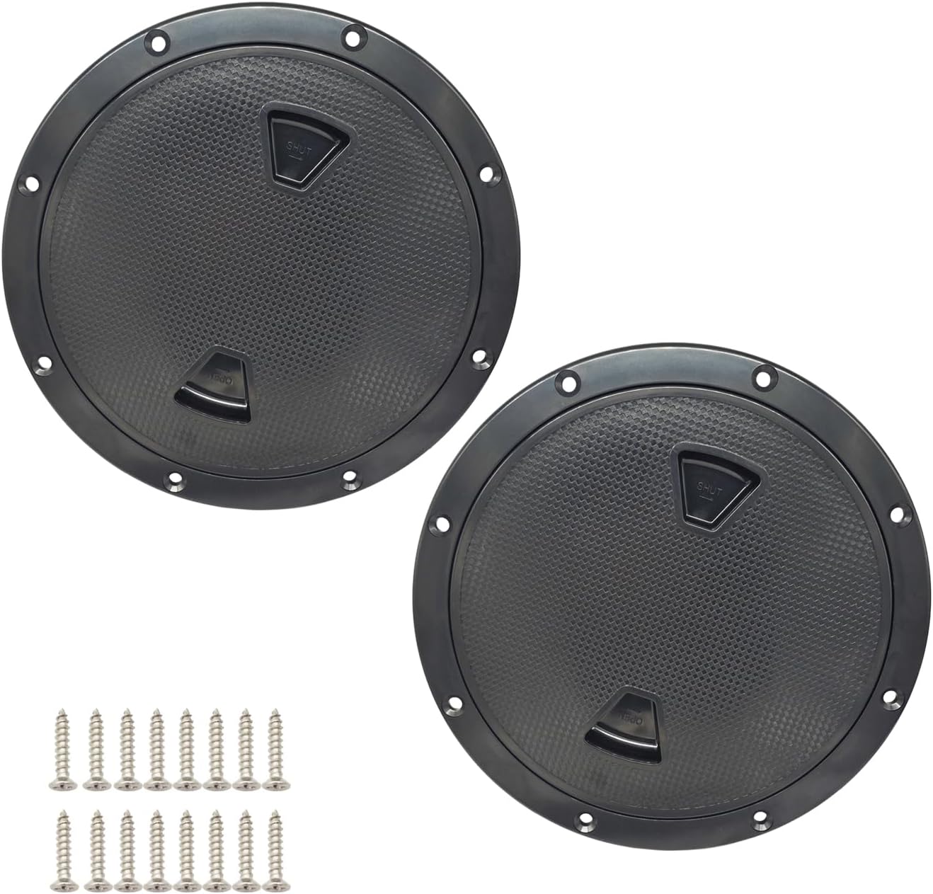 2 Pcs 8 Inch Boat Round Non Slip Inspection Hatch, Detachable Cover and Pre-drilled Holes in Deck Circular Plate with Screws for Marine Yacht RV Truck Vent Accessories