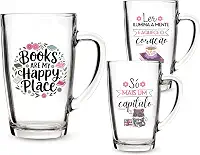 1 Caneca Estampa Literária 300ml Vidro Temática Só Mais Um Capitulo Para Presente Quem Ama Ler Books (BOOKS)