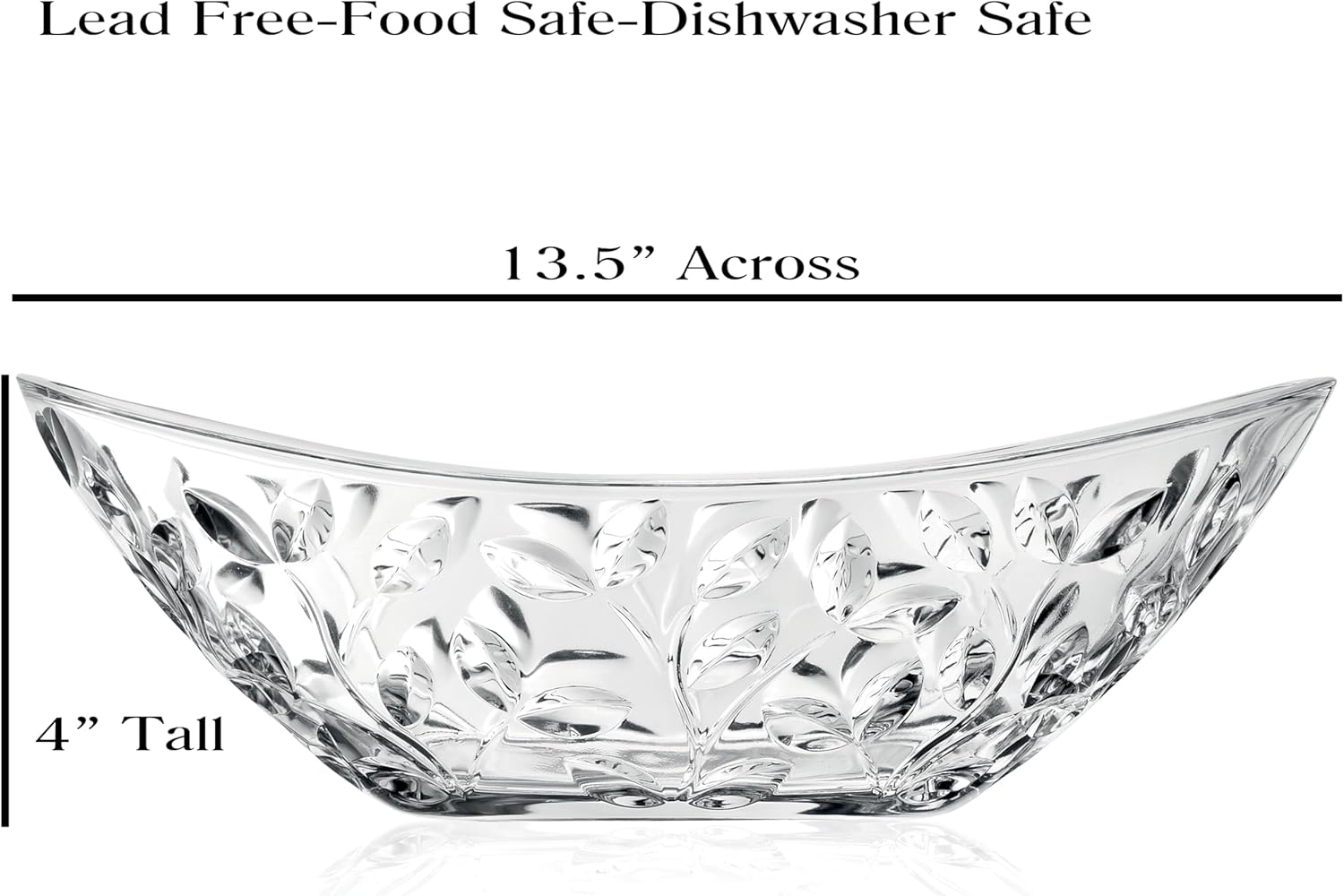 Lorren Home Trends Laurus 13.5" Crystal Oval Bowl