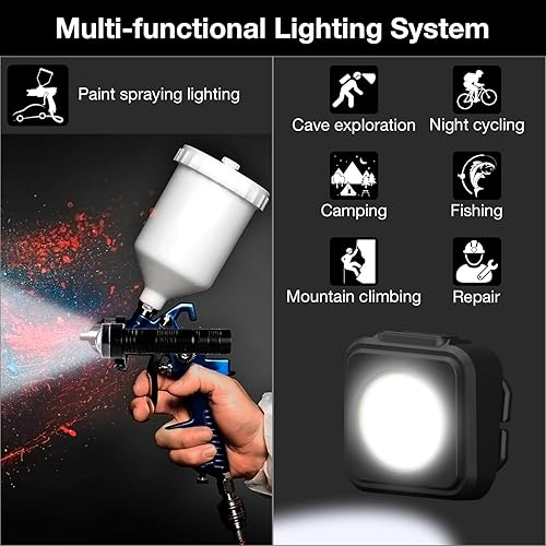 Miniatura 5 de YUZES 2 piezas Luz para pistola de pintura automotriz con cargador, modos de luz ajustables y niveles de brillo, asegura un pulverizado uniforme,