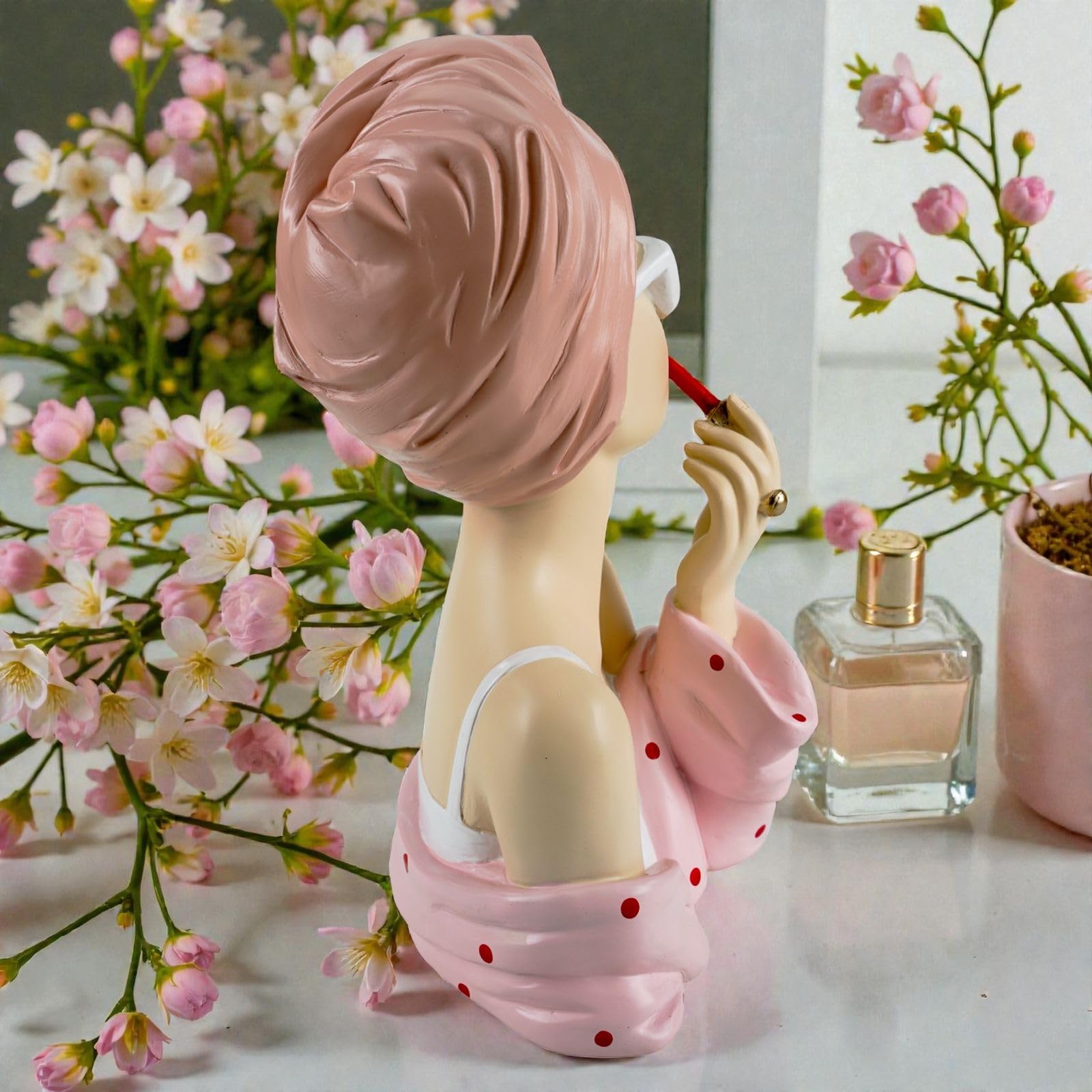 formano Deko Büste Dame modern Dekofigur Frauenbüste Polyresin Handbemalt 27 cm Stilvolle Wohnaccessoires in Rosa-Weiß Elegante Tisch- & Regaldekoration
