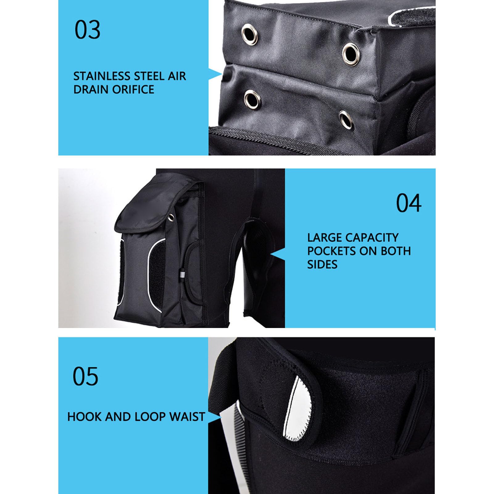 Tbest Tauchshorts, Tauch -Tech -Shorts Tauchboot mit Taschen Hohe Taille Halten Sie Warme Kurze Hosen Zum Tauchen Surfen Schnorcheln Schwarz