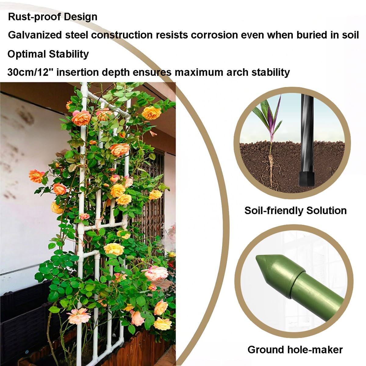 Arco per Rose, Archetto da Giardino, 270 220 180 60 90 120 150 240 cm Semiarco Traliccio per Rampicanti, Supporto in Acciaio, Resistente alle Intemperie Archi(Nero,WxH 150x240cm)