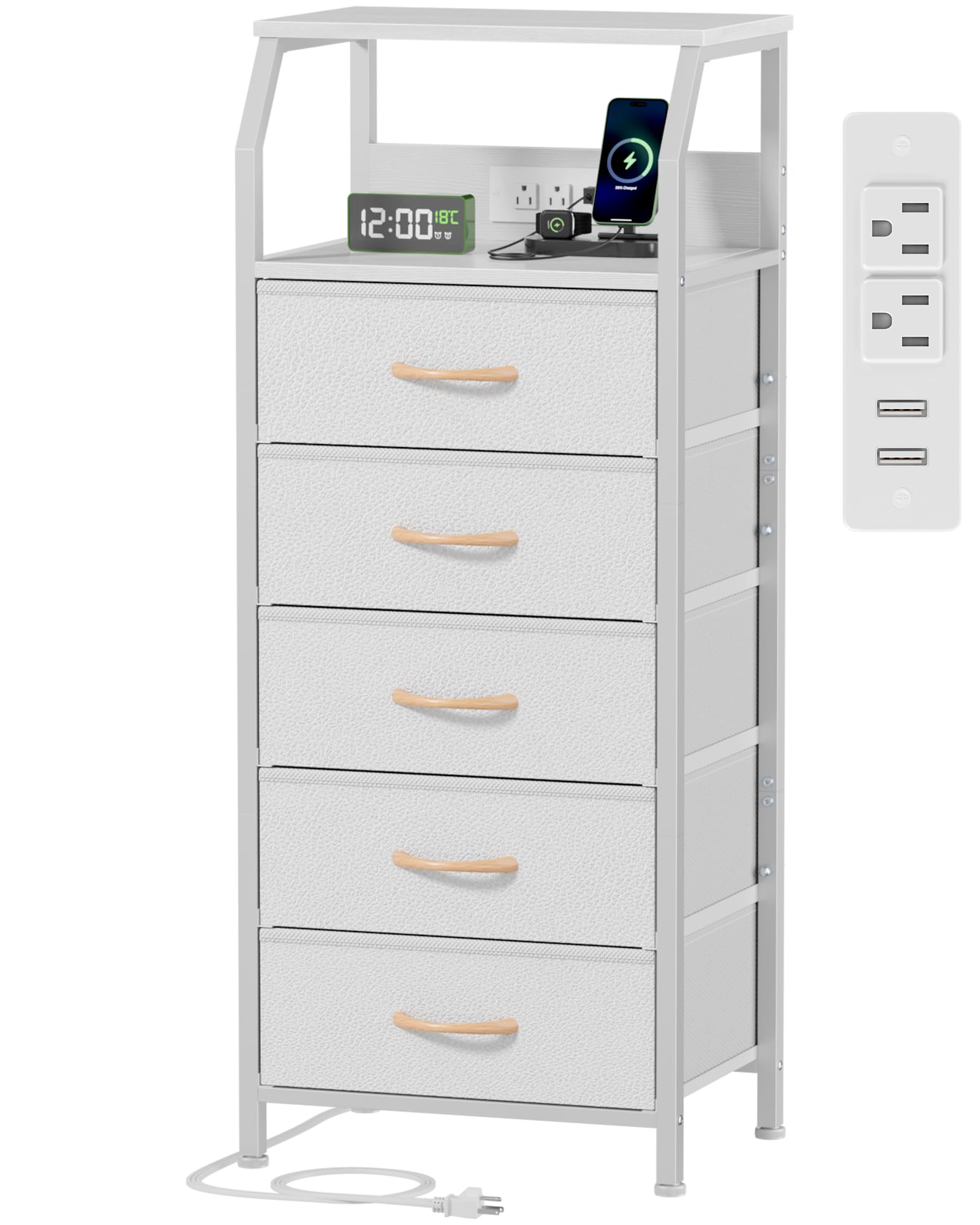 Amazon.com: Furnulem 5 Drawers Dresser with Charging Station, Tall