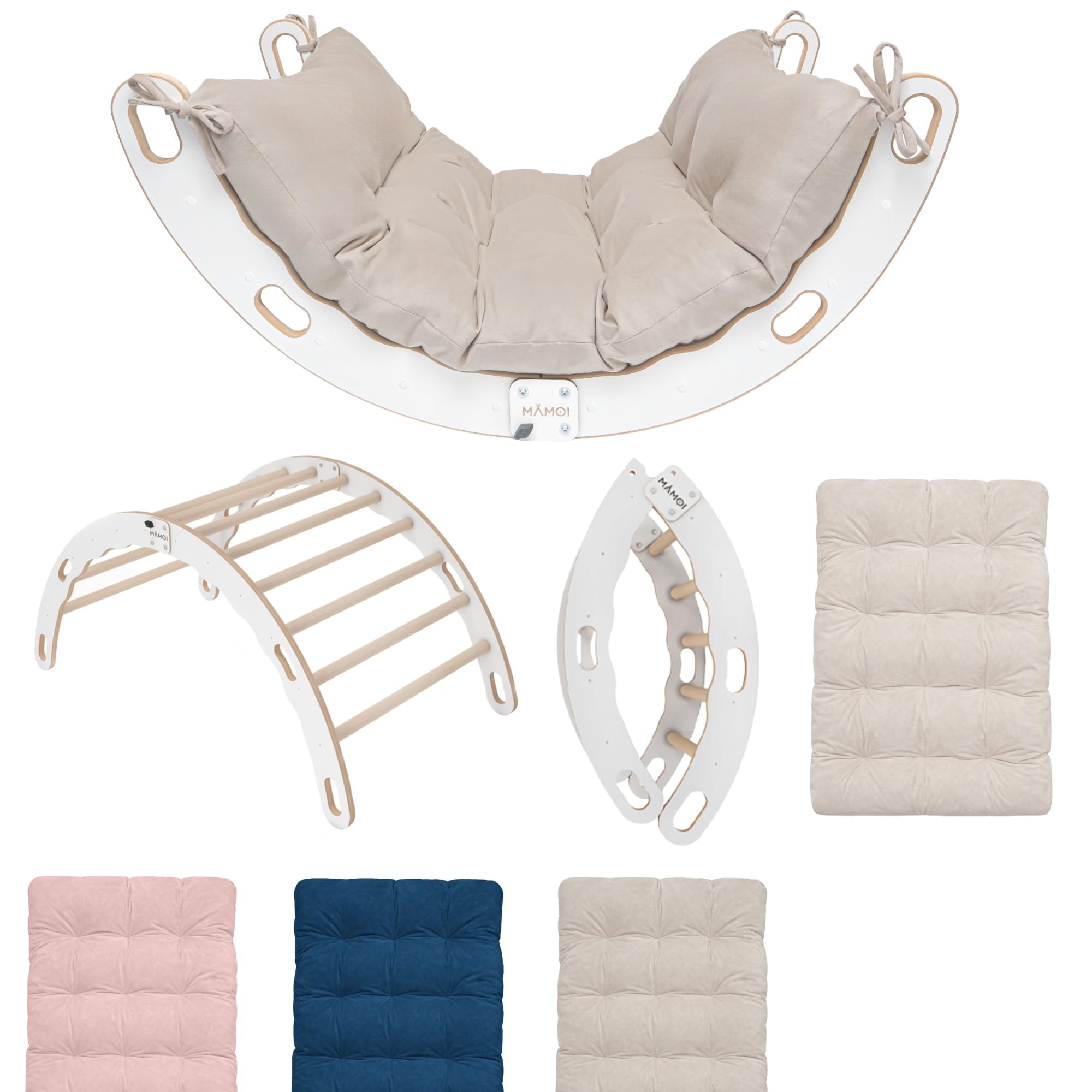 MAMOI® Triangle d'escalade balançoire avec Coussin, Coussin pour Triangle d'escalade pour Enfants en Bois, Triangle intérieur et extérieu, Escalade Enfant, Balancoire Bebe, Espalier Enfant