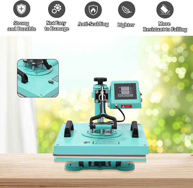 Prensa Térmica 6 en 1, 15x15, Giratoria 360°, Digital para Camisetas miniatura 6