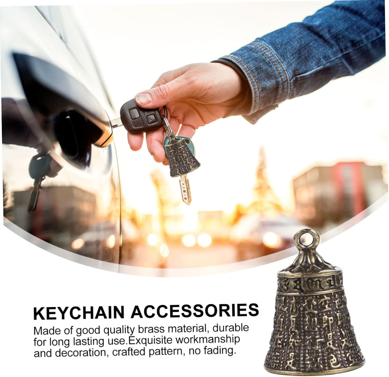 ヴィンテージハンドベル、2個のキーチェーンウィンドチャイムヴィンテージキーチェーンクラフトベルハンドベル風水キーチェーンデコレーショ  ヴィンテージハンドベル、6個のベルキーチェーン、幸運の中国コイン、ヴィンテージベルチャーム、中国コインキーチェーン、車 ...