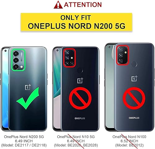 Miniatura 2 de Funda diseñada para OnePlus Nord N200 5G con clip para cinturón, fundas para 1+ funda Nord N200 5G con vidrio templado, diseño de doble capa