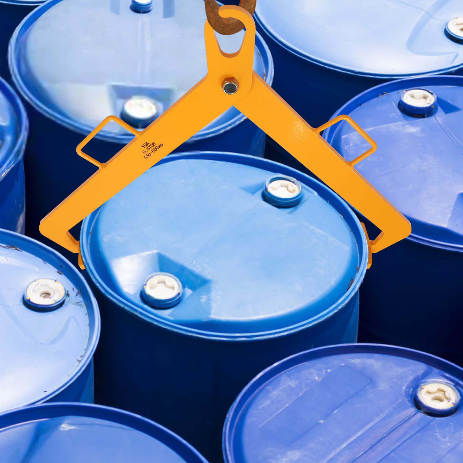 Pinza per il sollevamento dell'olio, pinza per il sollevamento della gru, portata 600 kg, diametro del tamburo applicabile: 55 – 60 cm, per il trasporto di botti di plastica, fusti in acciaio inox