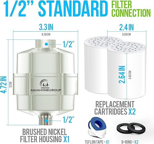 Miniatura 5 de AquaHomeGroup Filtro de cabezal de ducha de 20 etapas para agua dura, filtros de ducha de alto rendimiento para eliminar productos químicos tóxicos,