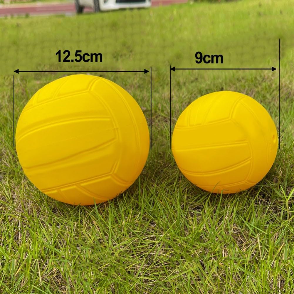 HpLive Lot de 2 balles de rechange en PVC souple avec rebond fort, 9 cm et 12,5 cm, jaunes, pour kit de jeu Roundnet, plage et pelouse