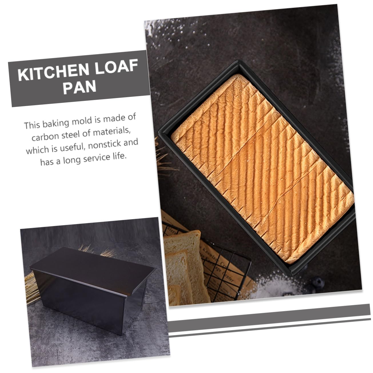 Zerodeko Brotbackform mit Deckel 2 Stück mit Antihaftbeschichtung aus Kohlenstoffstahl Kastenform und Nahtlosem Design für Küchen Toast und Backofen