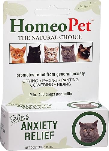HomeoPet Alivio de la ansiedad felina, apoyo natural del estrés y la ansiedad, suplemento de ansiedad para gatos, 0.5 fl oz
