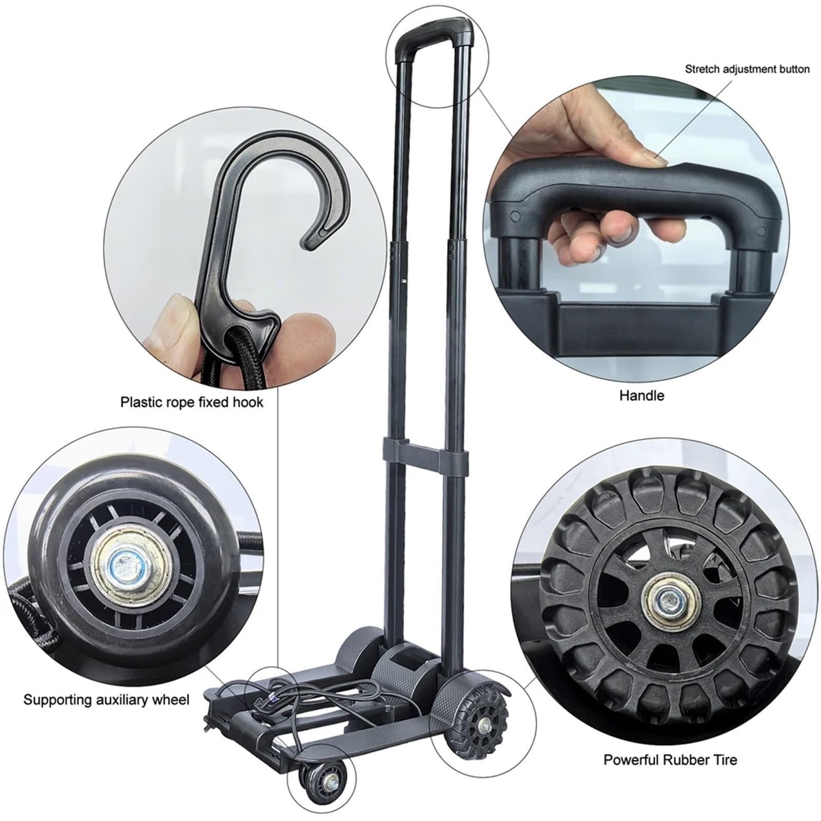 Heavy Du - Carrello a mano pieghevole, portatile, 32 x 25 x 93 cm, per traslochi, trasporto e sollevamento pesante, ideale per magazzini, casa e uso esterno