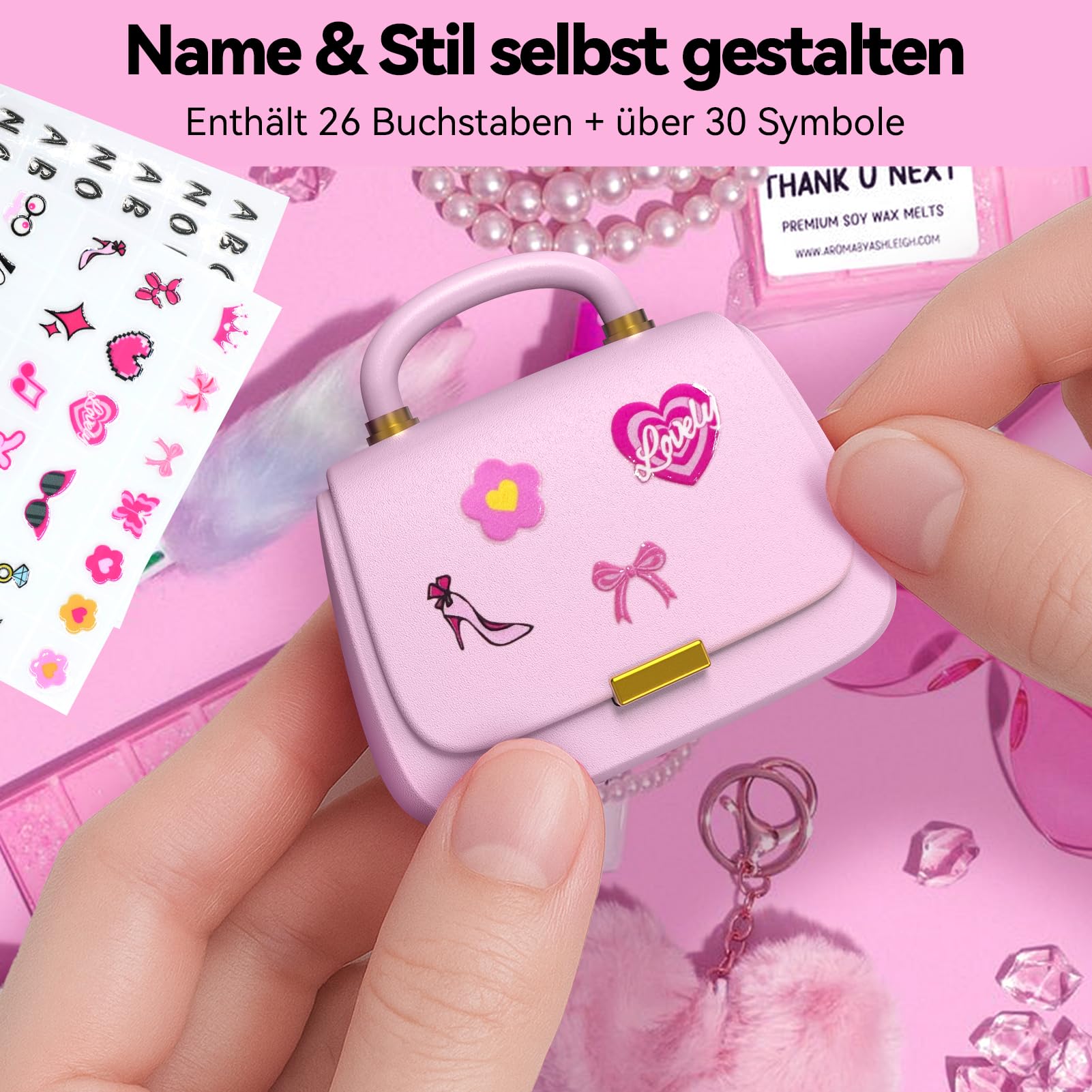 ANCwear Bluetooth 5.4 In-Ear-Kopfhörer mit Handtaschen-Ladecase, Rosa
