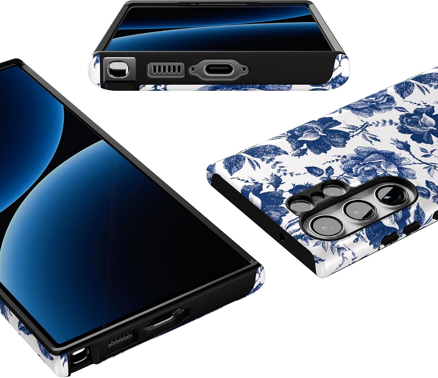 Casely Galaxy S23 Ultra Case | Rose to Fame | Blue & White Rose Floral | Essential Slim Dual-Layer Protective Design