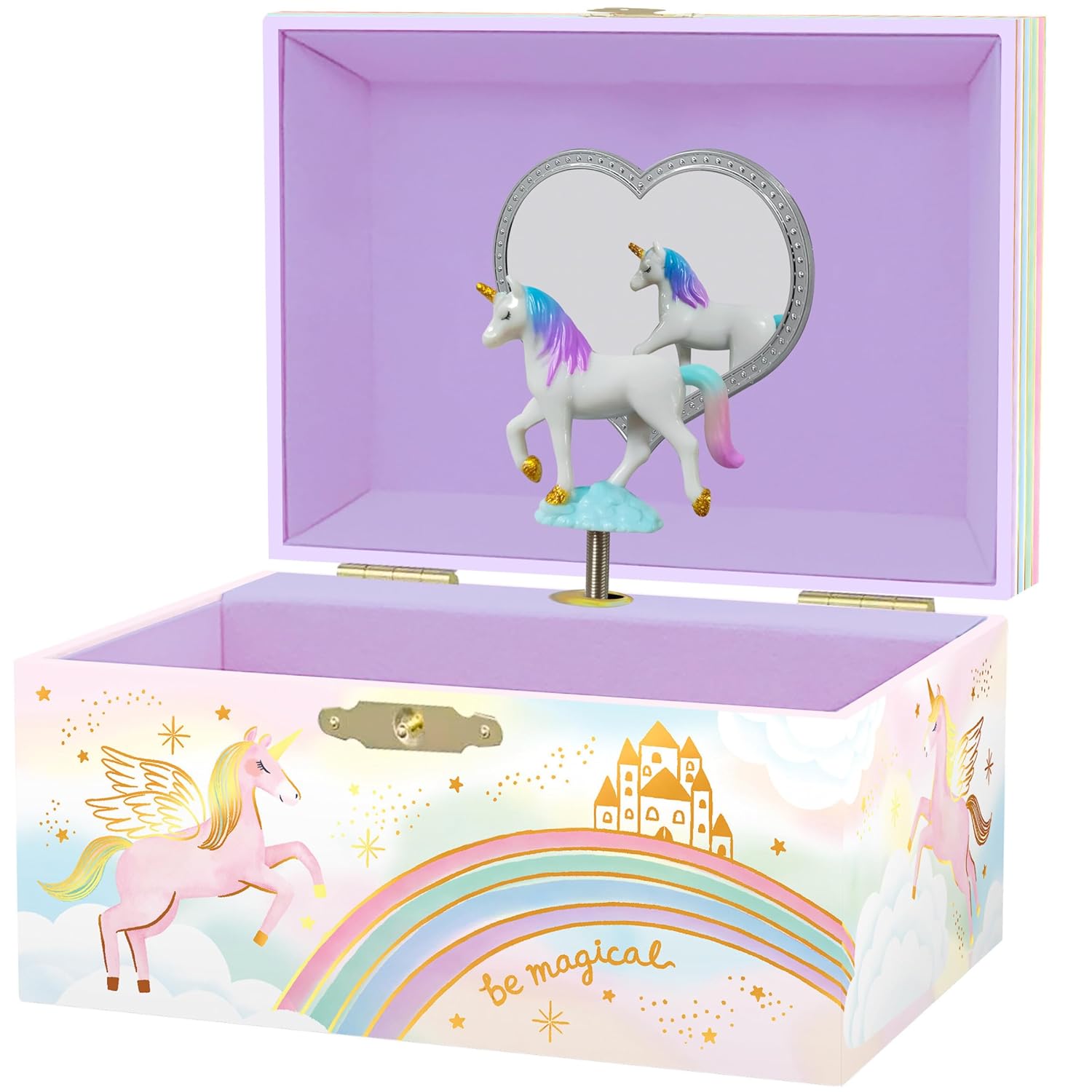 Musical Unicorn Jewelry Box for Girls - Kids Music Box with Spinning Unicorn, Unicorn Birthday Gifts for Little Girls, Jewelry Boxes, 6 x 4.7 x 3.5 in - Ages 3-10