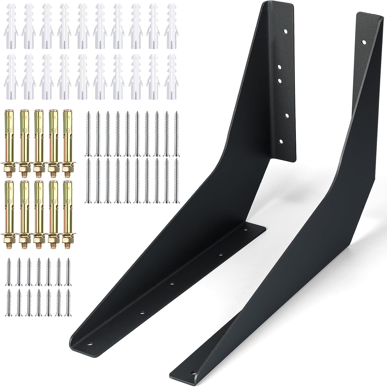 Blulu One Pair Heavy Duty Commercial Bracket, Countertop Support Bracket, Steel Mounting Reversible Holder Workstation Industrial Support Holder for Shelves Desks(12" x 18",Black) 12" x 18" Black