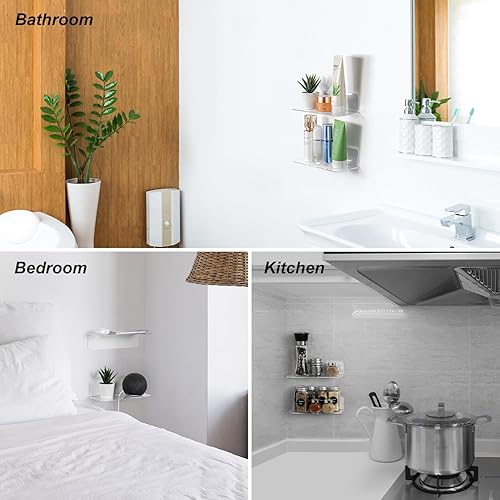 Miniatura 3 de OAPRIRE Juego de estantes flotantes de acrílico transparente de 2 piezas - Amplían fácilmente el espacio de la pared - Pequeño estante de pared con