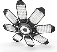 Vista 17 de Luz LED de garaje de 160 W, luces LED de techo de 16000 lm, iluminación súper brillante para garaje, con 6 paneles deformables, base con tornillo