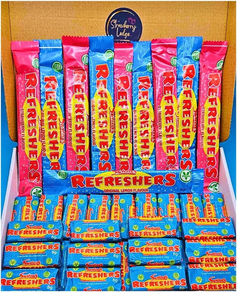 Refreshers Sweets Chew & Bar Gift Box – 40 Pieces Letterbox Sized, Halal, Gluten-Free, Vegan Sweets | Ideal Retro Candy Gift for Birthdays, Celebrations, and Treats