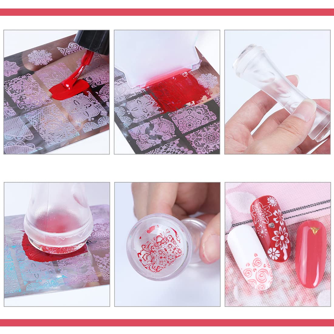 Nail Art Trilogy, Nail Template, Nail Art and Sealing Machine, Unique Snowflake e vari design a reticolo