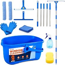 ALOTIKI 9Pcs Window Cleaning Kit with 3 Gal Cleaning Bucket & 81" Squeegee