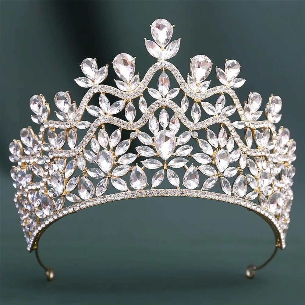 LNNSHX Hohe Tiaras und Kronen aus Strasssteinen für Damen, Braut, Hochzeit, Diadem, Krone, Abschlussball, Festzug, Haarschmuck