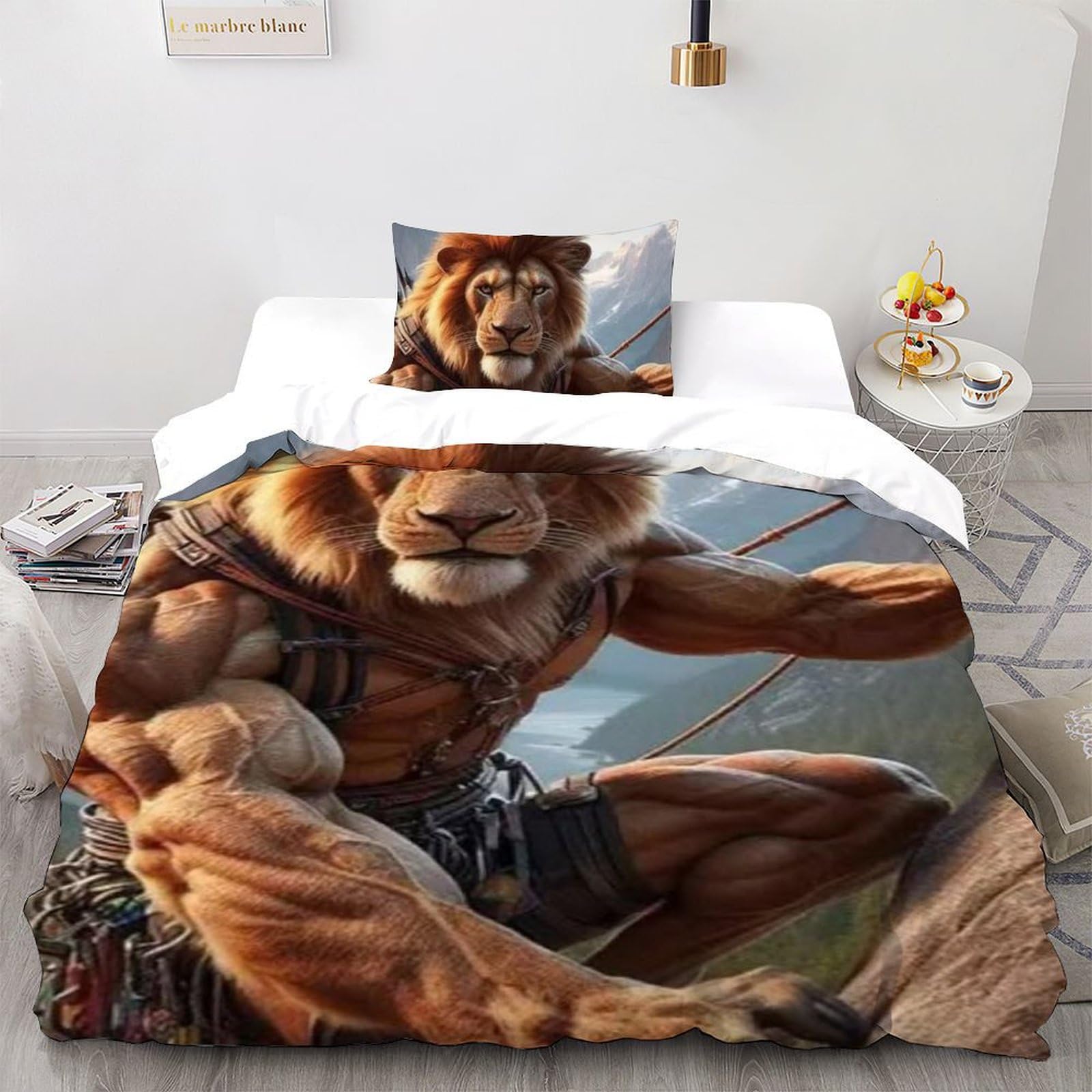 Housse de couette lion lit simple pour décorer une chambre d'enfant