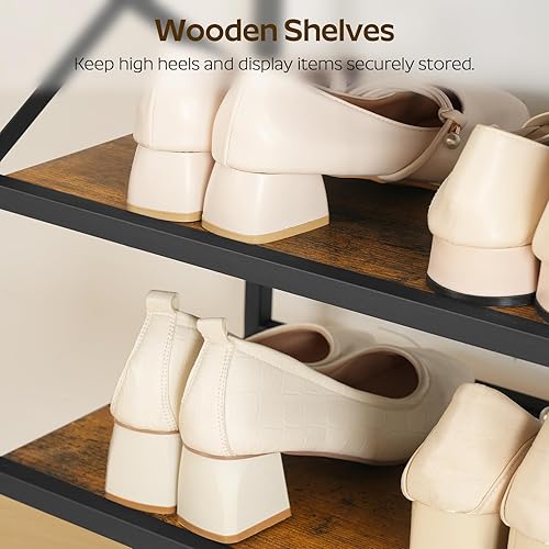 Miniatura 5 de Zapatero alto de 12 niveles, almacenamiento de zapatos de madera para armario con capacidad para 48 pares, estante resistente para zapatos con