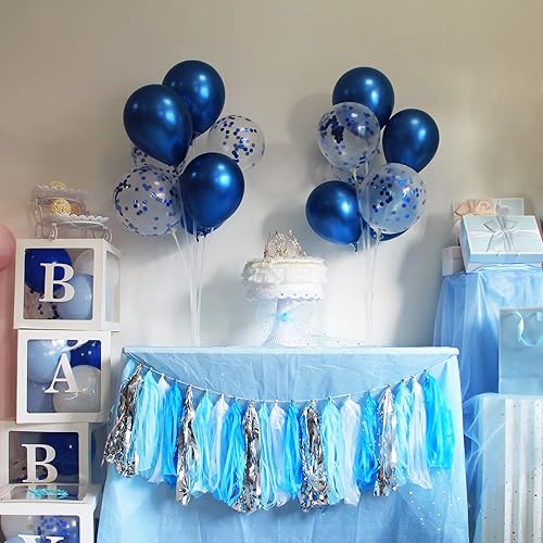 Miniatura 7 de Soporte de globos, centro de mesa con globos, decoración de mesa para fiesta de cumpleaños, Día del Padre, graduación, revelación de género (azul,