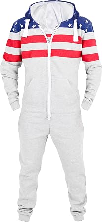 Unisex Adult Onesie One-Piece Pajama Jumpsuits Long Sleeve Playsuit with Hood, Non Footed Pajama for Men & Women