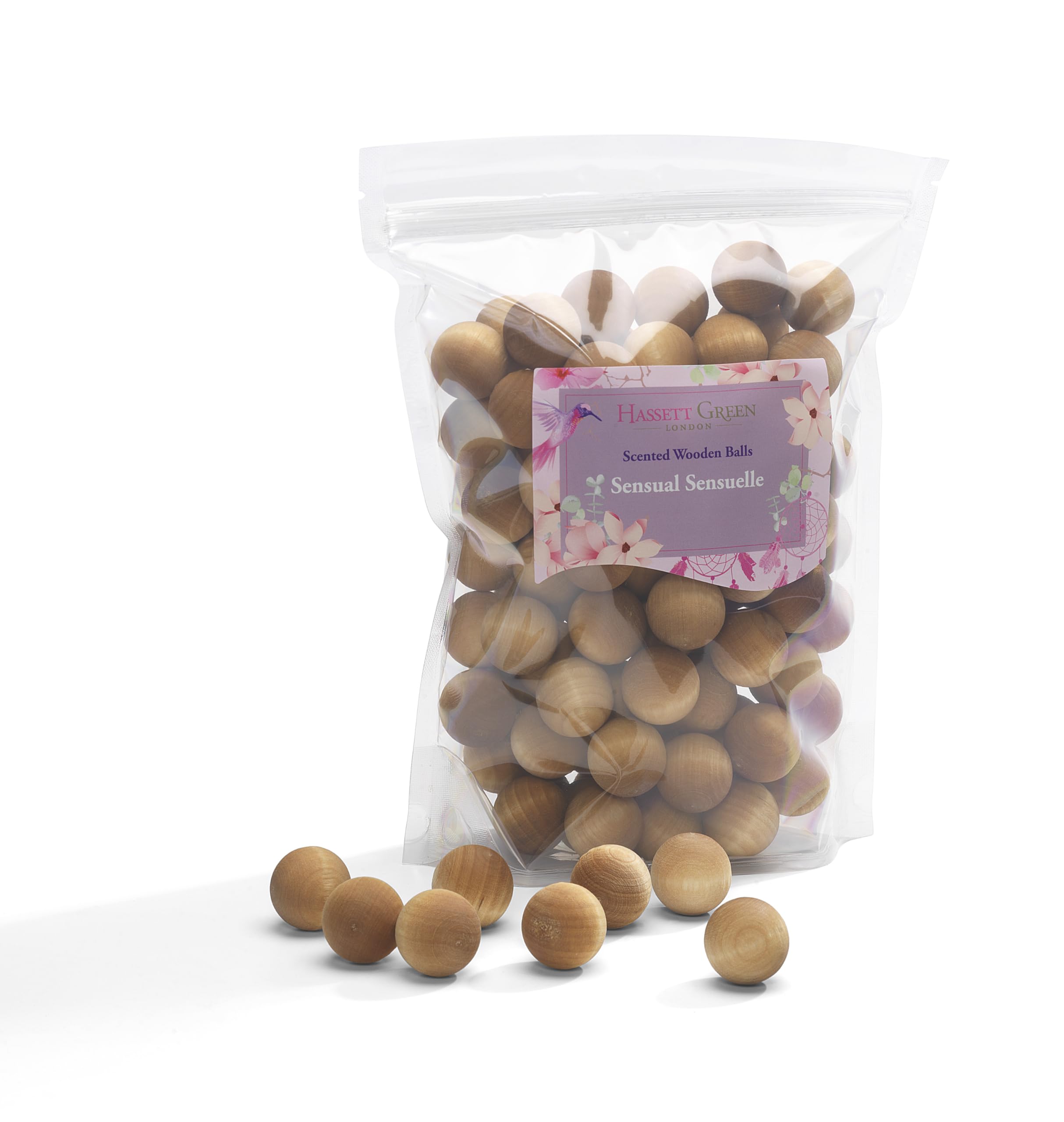 Hassett Green London - Sensual Sensuelle Lavender & Rose - Scented Wooden Balls Pack of 100 - Alternative to Pot Pourri, Diffusers, Sachets and Drawer Liners