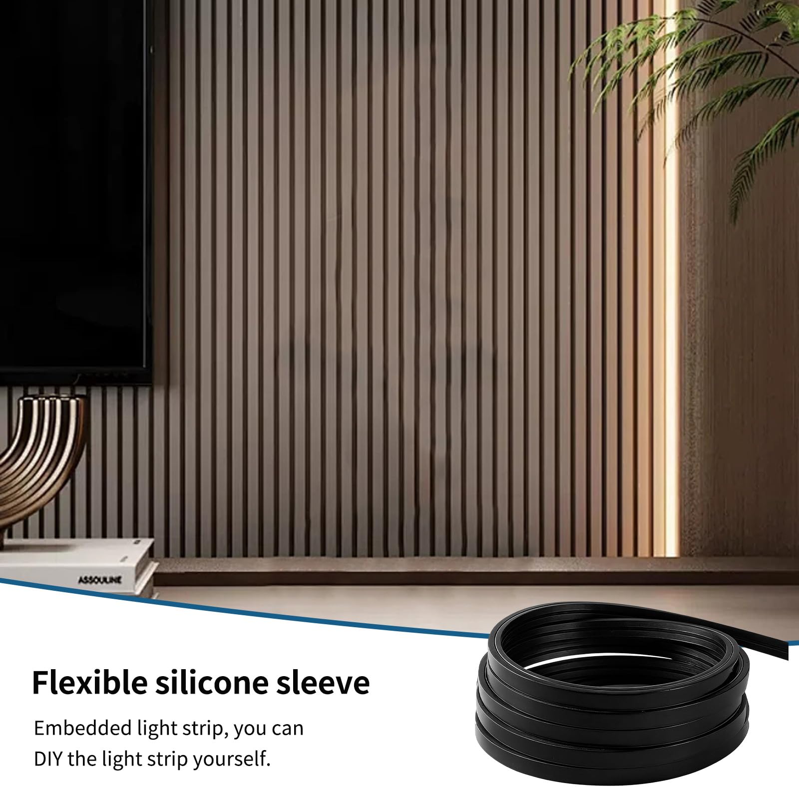 Perfil LED de Silicona Flexible,Perfil de Silicona Flexible 5m,Tira LED Resistente al Agua IP65,Tira de LED y Difusor,para Techo,Armario,Bar,Paneles Acústicos,Iluminación