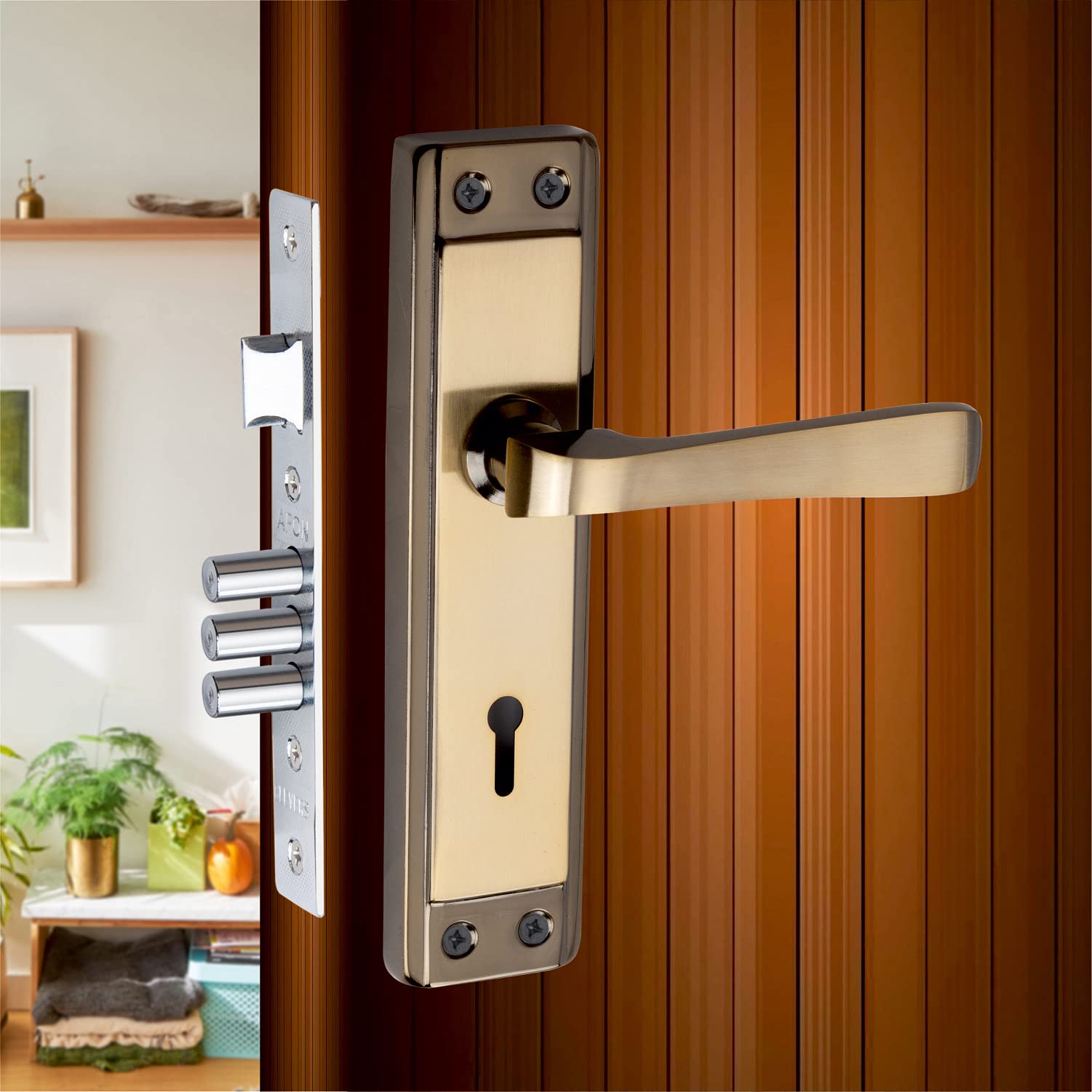 AFON 7 inches Mortise Iron Handle Set with Lock Body | Antique Finish | 3 Keys | 6 Lever 70 mm Double Turn Bullet Lock Set for Door, (MH-PC324-KY-BG) (B0BHRSJHVV) Amazon Price History, Amazon Price Tracker