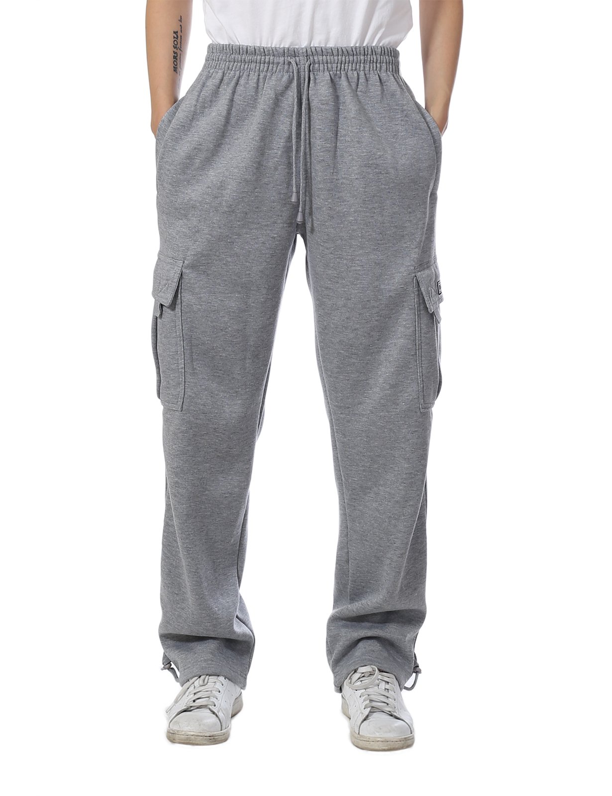 JD Apparel Mens Fleece Cargo Sweatpants Heavyweight M-5XL